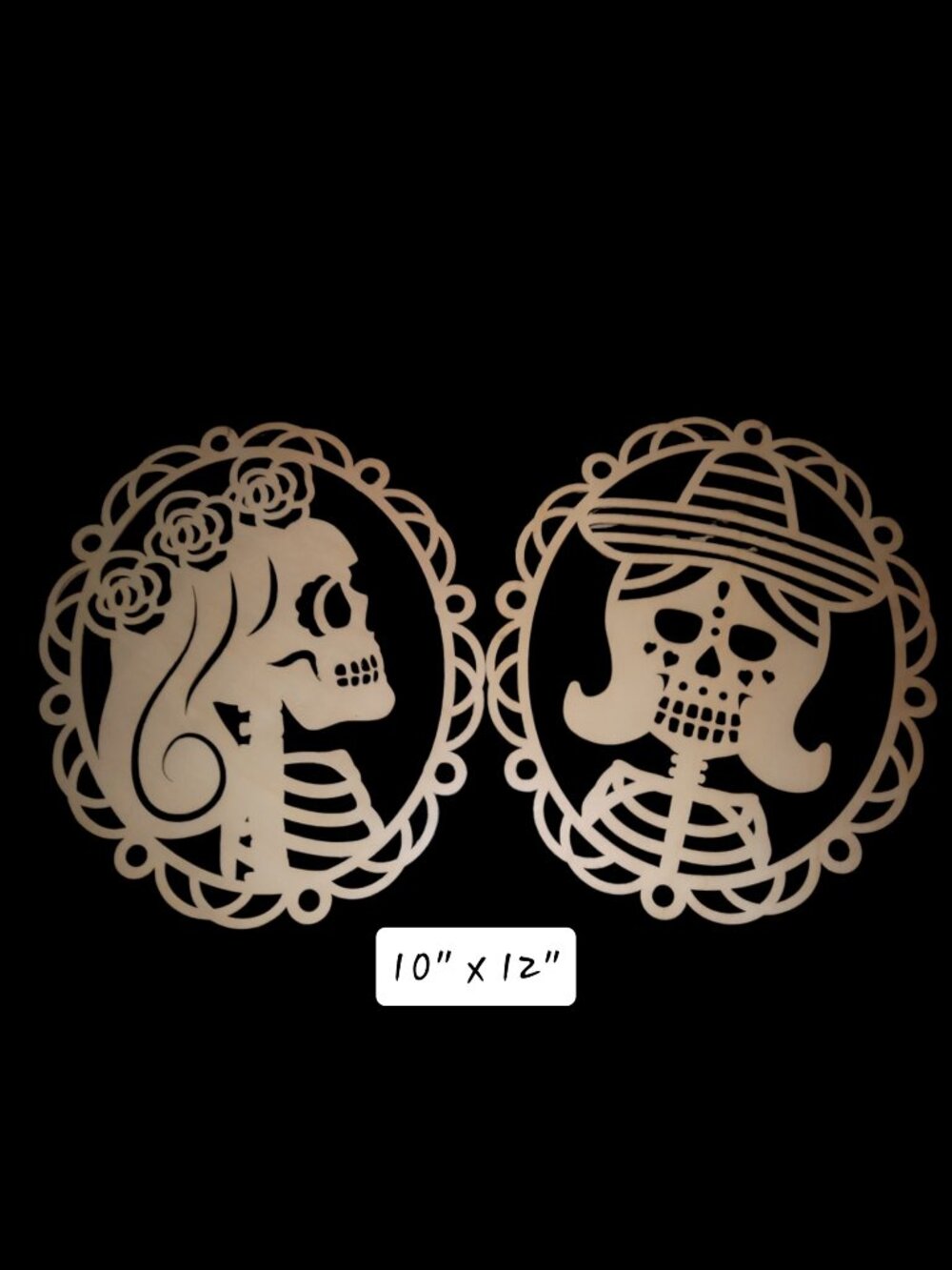 Lot of 2 - Day of the Dead - Unfinished Laser Cut Wood Decor - La Catrina - DIY
